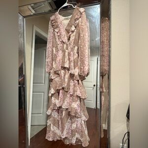 Boho bloom floral print chiffon maxi Sz.S